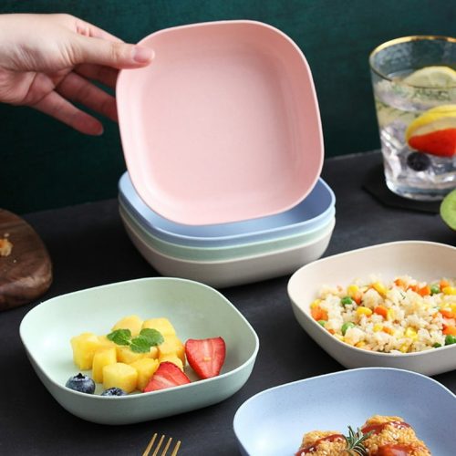 10pcs Plastic Plate Set with Storage Organizer Box