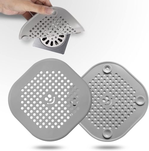 1PCS Silicone Drain Cover with Suction Base – Hair Catcher for Sink & Shower
