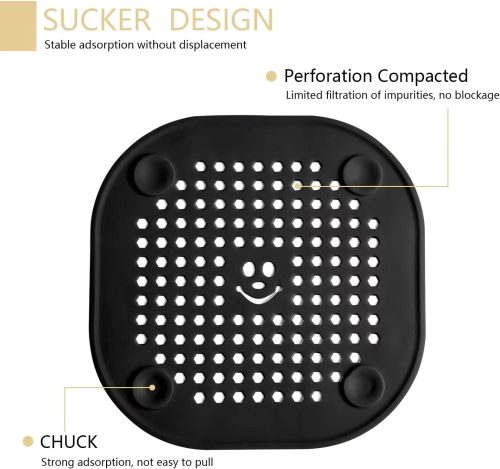 1PCS Silicone Drain Cover with Suction Base – Hair Catcher for Sink & Shower