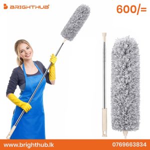 Adjustable Grey Pole Duster with Microfiber Head for Deep Cleaning