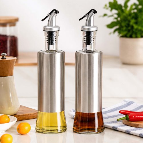 Oil Dispenser Bottle with Pour Spout for Kitchen Cooking & Storage - 1pc
