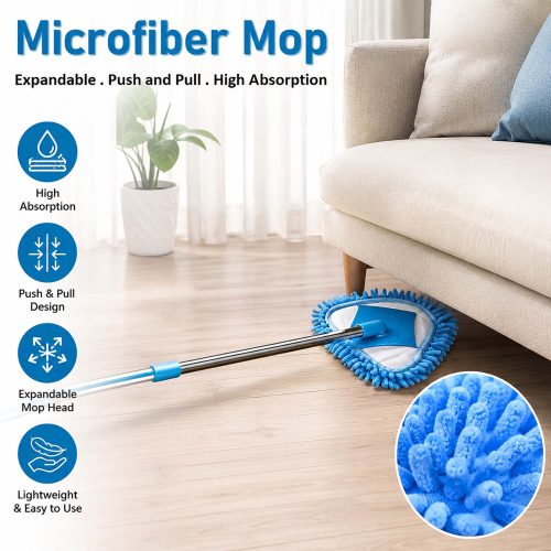 Microfiber Triangle Mop with Extendable Handle for Floor, Wall & Corner Cleaning